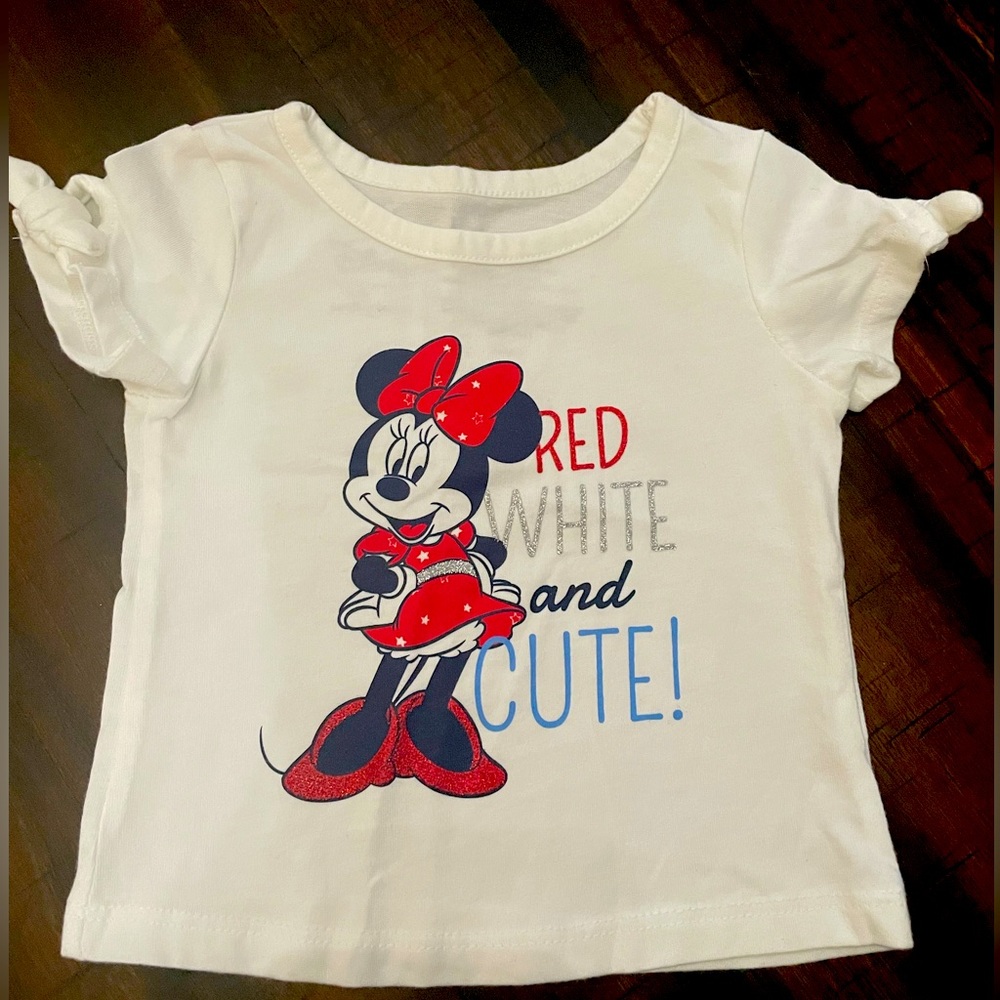 Minnie Mouse Disney red, white, and blue shirt 3 month old baby girl